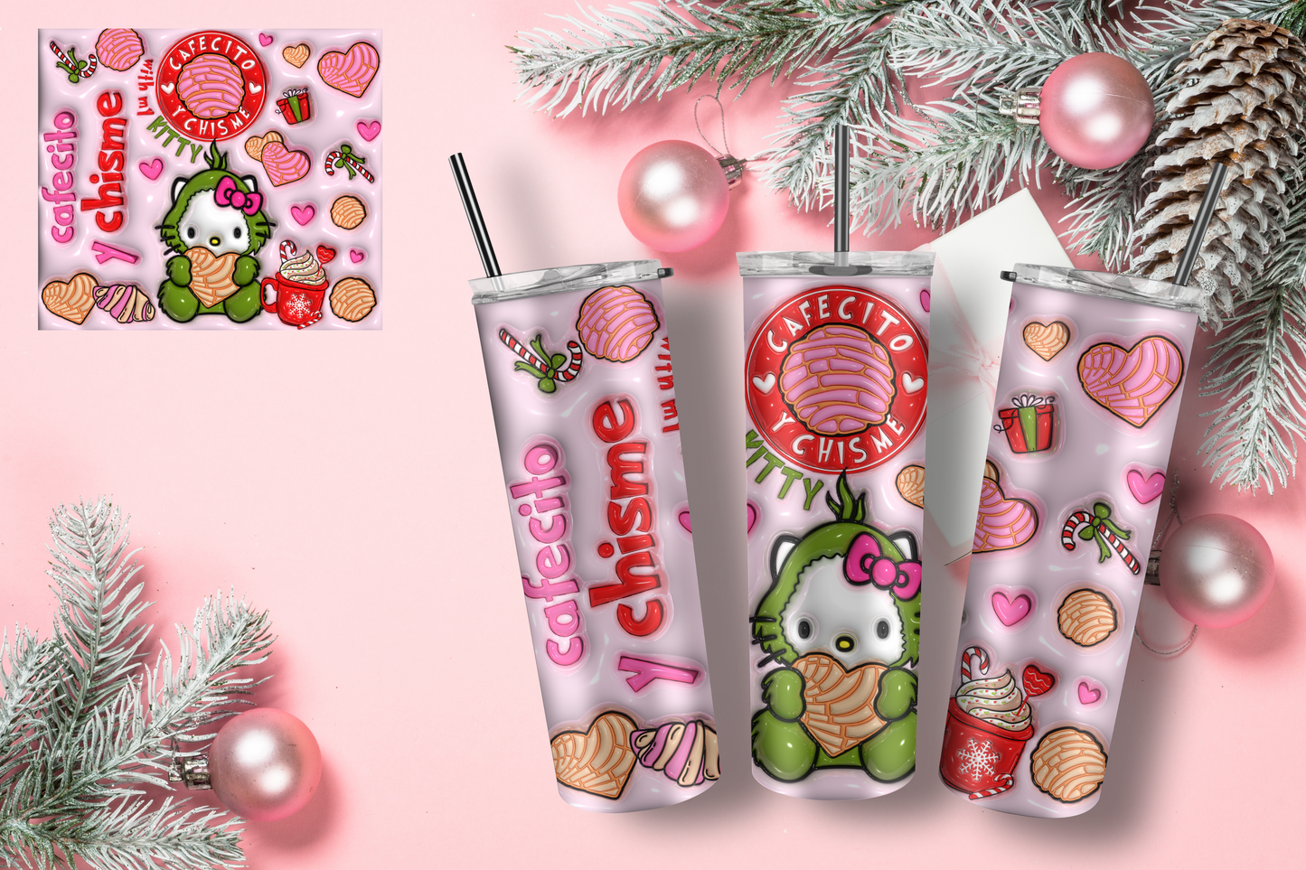 Hello Cat Cafecito y Chisme 20 oz. Tumbler