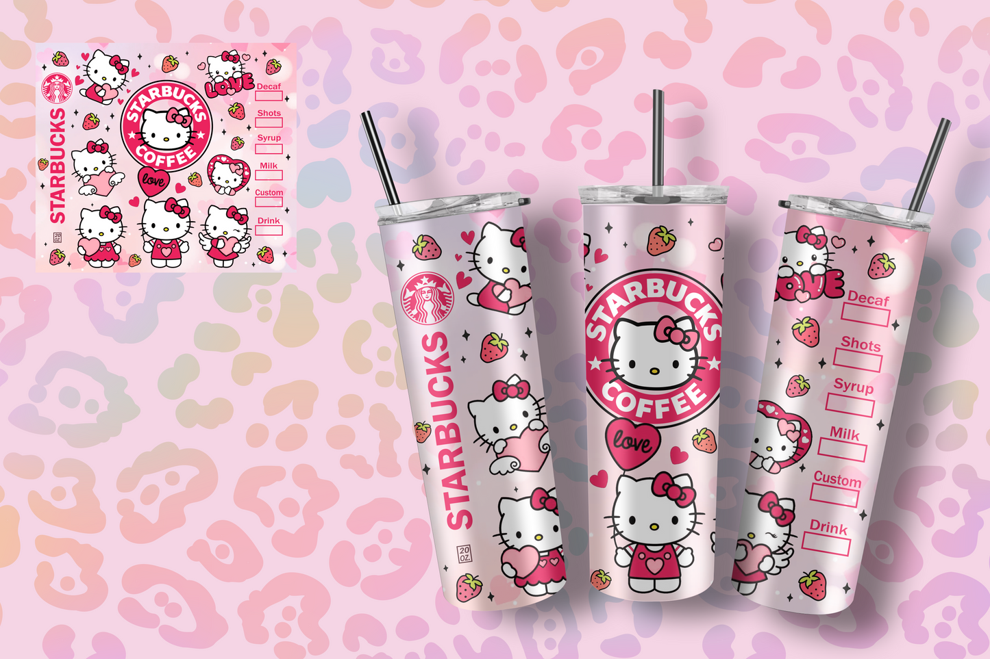 STRAWBERRY HELLO Cat 20 oz. Tumbler